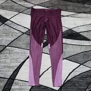 VINTAGE VS PINK YOGA 2016 MAROON PURPLE COLOR-BLOCK SILVER SHINE LEGGINGS